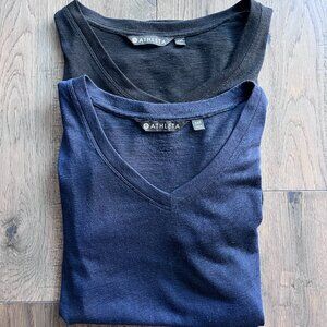 Athleta Breezy Scoop V-Neck Tee 2-Pack Navy Black Size XXS Lightweight Layer